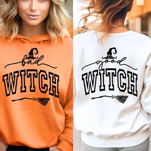 Buena bruja, mala bruja SVG, archivos PNG, paquete SVG de Halloween, bruja linda, vibraciones de bruja Svg, camisa de bruja, camisa de Halloween Svg, vibraciones espeluznantes Svg