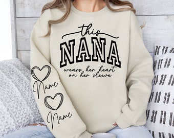 This Nana Wears Her Heart On Her Sleeve SVG, PNG Files, Nana Shirt Svg, Mothers Day Svg, Blessed Nana Svg, Nana Svg