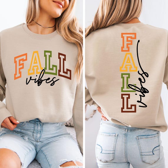 Fall Vibes SVG, PNG Files, Fall Svg, Fall Sign Svg, Fall Shirt Svg, Fall Decor Svg, Autumn Svg, Happy Fall Svg, Front And Back Design