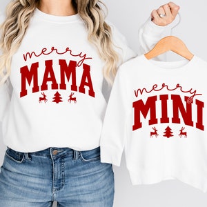 Paquete SVG PNG de Feliz mamá y Feliz mini Navidad, Svg de Navidad familiar, Svg de suéter navideño, Svg de mamá y mini, Svg de mi primera Navidad