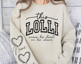This Lolli Wears Her Heart On Her Sleeve SVG, PNG Files, Lolli Shirt Svg, Mother's Day Svg, Lolli Svg, Sleeve Design Svg, Grandkids Svg