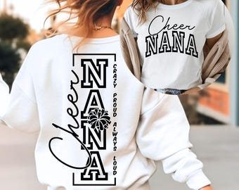 Crazy Proud Always Loud Cheer Nana SVG, PNG Files, Cheer Nana Shirt Svg, Cheer Nana Svg, Cheer Grandma Svg, Game Day Svg, Nana Svg
