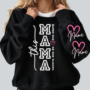 Deze mama draagt haar hart op haar mouw SVG, PNG-bestanden, moeder sweatshirt Svg, moeder mouw ontwerp, moederschap Svg, gezegende moeder Svg, Moederdag