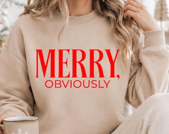 Merry Obviously SVG, PNG, Funny Christmas Shirt Design for Cut File for Cricut and Sublimation