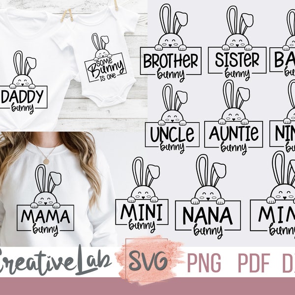 Easter Family, Family Bunny SVG, Easter Shirt Svg, Mama Bunny Svg, Boy Easter Svg, Easter Girl Svg, Some Bunny Is One, First Birthday Svg