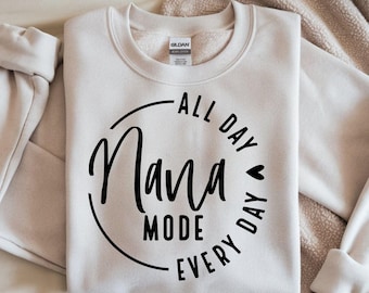 Nana Mode All Day SVG PNG | Projekt koszulki babci SVG | Plik Cricut i sublimacji Nana Life