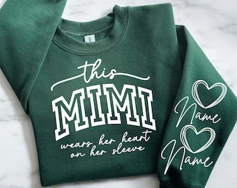 This Mimi Wears Her Heart On Her Sleeve SVG, PNG Files, Mimi Shirt Svg, Mimi Valentines Svg, Mothers Day Svg, Blessed Mimi Svg, Mimi Svg