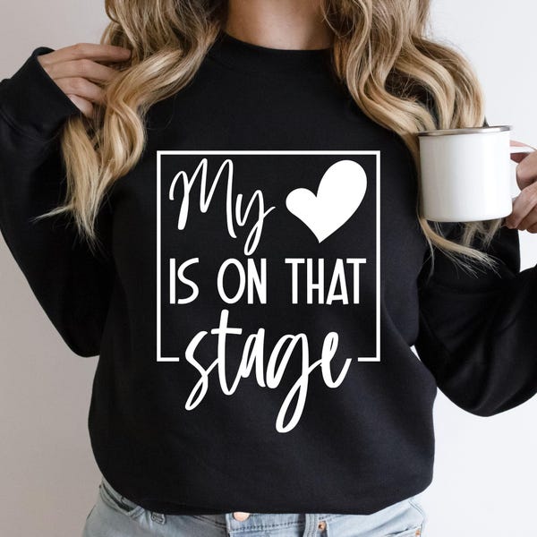 Il mio cuore è su quel palco SVG, PNG, file DXF per Cricut e sublimazione, Trendy Dance Mom Svg, Theatre Svg, Mom Life Svg, Girl Mama Svg