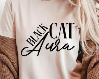 Black Cat Aura SVG PNG, Funny Halloween Cat Design, Witchy Spooky Season Cricut Cut File, Digital Download