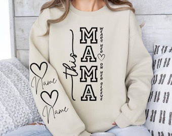 Deze mama draagt haar hart op haar mouw SVG, PNG-bestanden, moeder sweatshirt Svg, moeder mouw ontwerp, moederschap Svg, gezegende moeder Svg, Moederdag