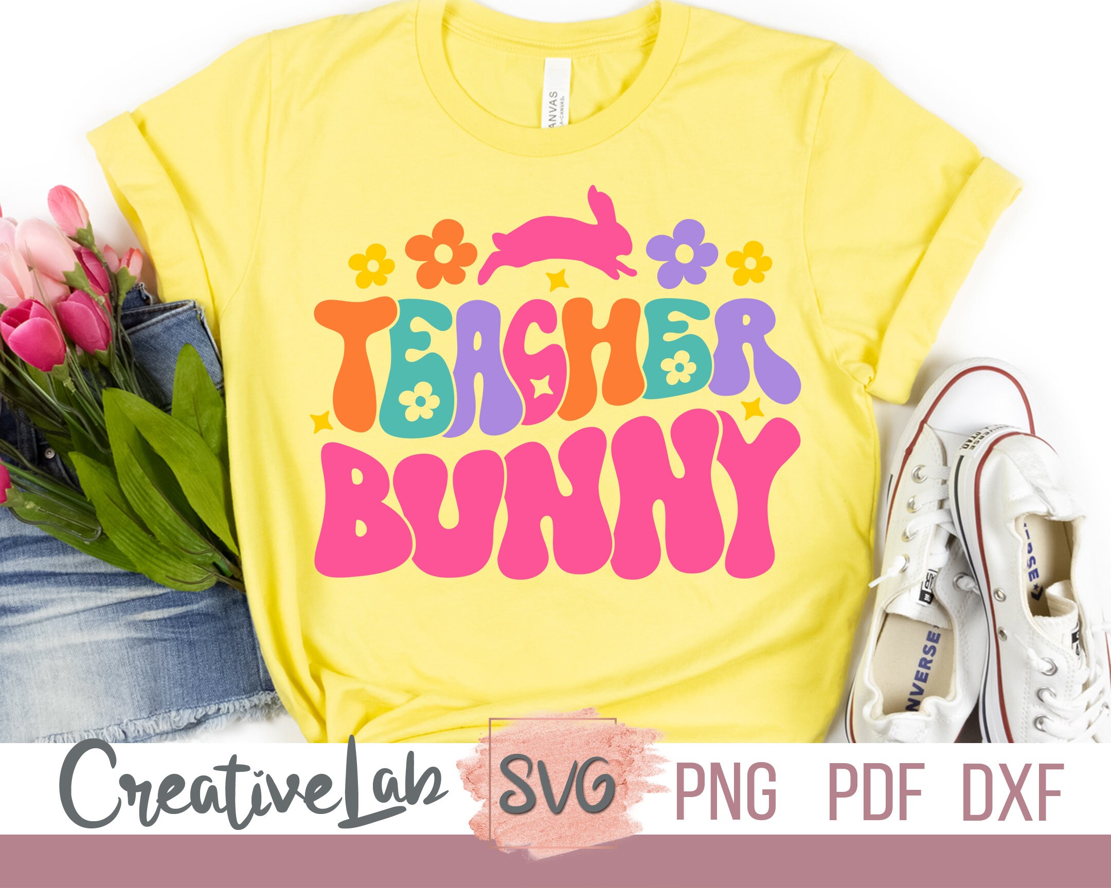 Teacher Bunny Svg Retro Teacher Svg Teacher Easter Svg Etsy Australia