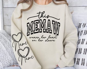 This Memaw Wears Her Heart On Her Sleeve Svg, Png Files, Memaw Shirt Svg, Mothers Day Svg, Blessed Grandma Svg, Memaw Svg, Grandma Svg