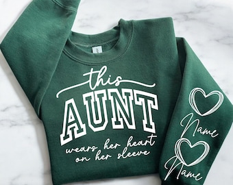 This Aunt Wears Her Heart On Her Sleeve SVG, PNG, DXF Files, Aunt Svg, Auntie Svg, Aunt Life Svg, Sleeve Sweatshirt Design Svg