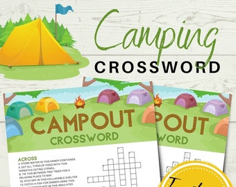 Camping Crossword Puzzle for Kids | Summer Activities | Printable | Instant Download