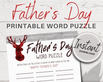 Lumberjack Father's Day Word Puzzle for Kids | Word Games | Gifts for Dad | Wilderness | Printable | Instant Download
