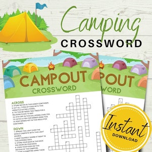 Camping Crossword Puzzle for Kids | Summer Activities | Printable | Instant Download