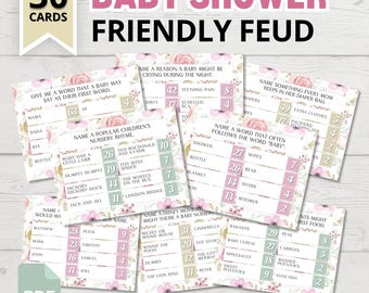 Baby Shower Friendly Feud Game | Shabby Chic Baby Shower Theme | Funny Baby Shower Feud | Pretty Baby Shower Games | Baby Shower Party Games
