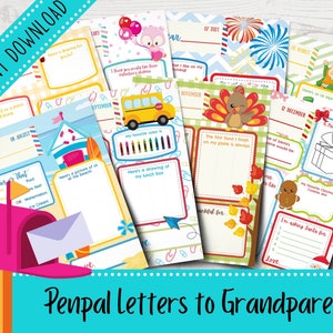 Año de las Cartas Penpal a los Abuelos / 12 Meses de Cartas Penpal / Regalos para la Abuela / Regalos para el Abuelo / Día de los Abuelos / Imprimible