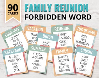 Family Reunion Forbidden Words Game | Printable Family Reunion Word Game | Family Reunion Games for Kids | Funny Family Reunion Party Games