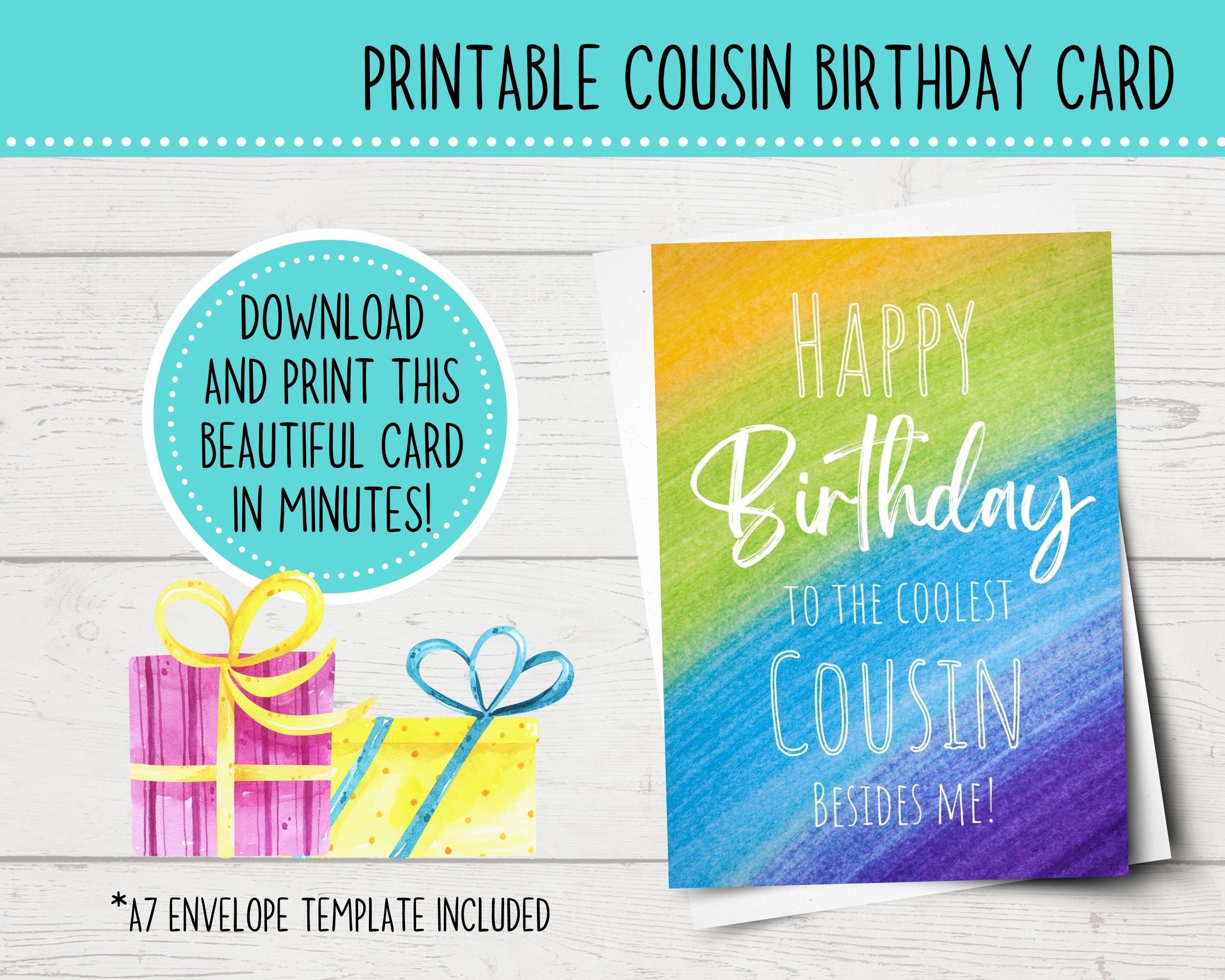 Printable Birthday Card for Cousin Funny Cousin Birthday Card Funny ...