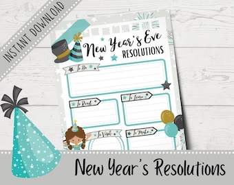New Year's Resolutions for Kids | New Year's Eve Activity | New Year's Activities for Kids | New Year's Resolutions | Printable Keepsake