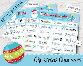 Christmas Charades Game | Christmas Guesstures | Christmas Party Games | Virtual Christmas Games | Printable