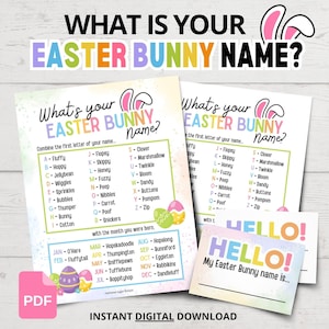 Wie heißt dein Osterhase? | Osterhase Namensspiel | Druckbare Ostern Spiele | Lustige Ostern Party Spiele für Kinder | Ostern Namensspiel