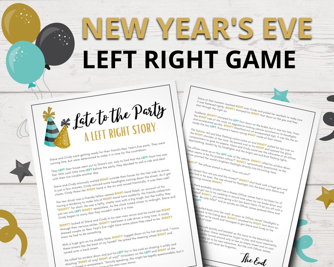 New Year's Left Right Game | Printable New Year's Eve Left Right Story ...
