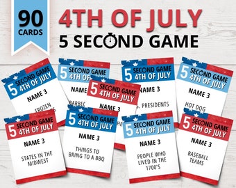Printable 4th of July 5 Second Game | July 4th 5 Second Rule | America Themed Games | Fourth of July Party Games | Independence Day Games