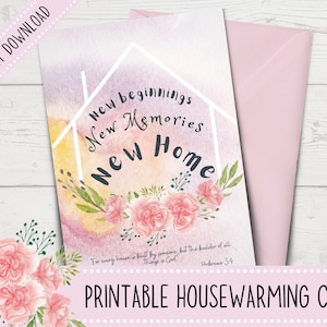Printable Housewarming Card | Christian Housewarming Card | Printable Cards | Christian Housewarming Gifts | Envelope Template Included