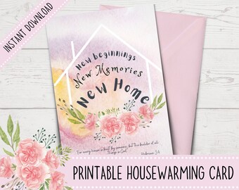Printable Housewarming Card | Christian Housewarming Card | Printable Cards | Christian Housewarming Gifts | Envelope Template Included