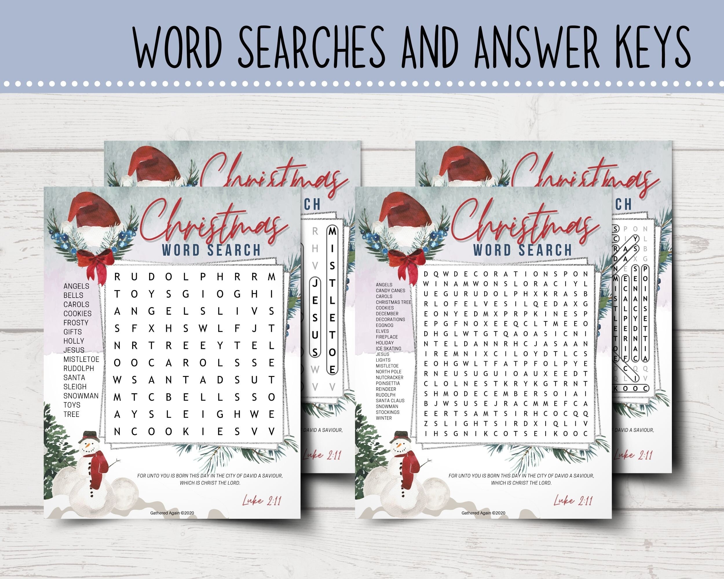 Christmas Word Search Bundle Christmas Puzzles Printable | Etsy