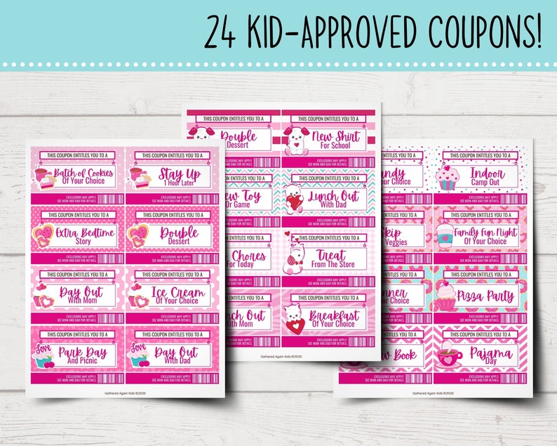 Valentine Coupons for Girls Valentine's Day Coupon Book for Kids Reward