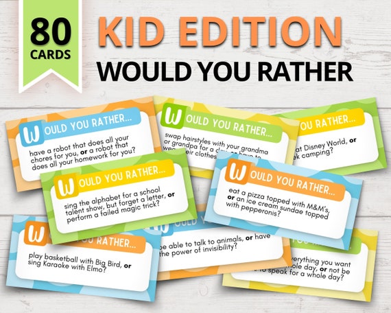 Printable "Would You Rather" Questions for Kids | Family-Friendly "Would You Rather" Game | Party Games for Kids | Classroom | Birthday