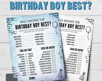 Who Knows the Birthday Boy Best Game | Birthday Games for Him | Boy Birthday Games | Man Birthday Party Games | Birthday Trivia Questions