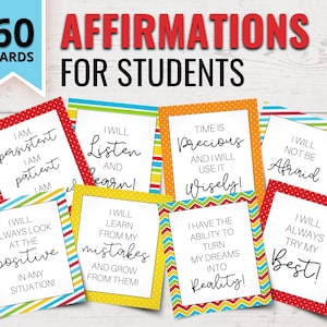 Cartes d'affirmation pour les étudiants | Affirmations positives pour les étudiants | Cartes d’affirmation imprimables | Affirmations des étudiants | Pensée positive