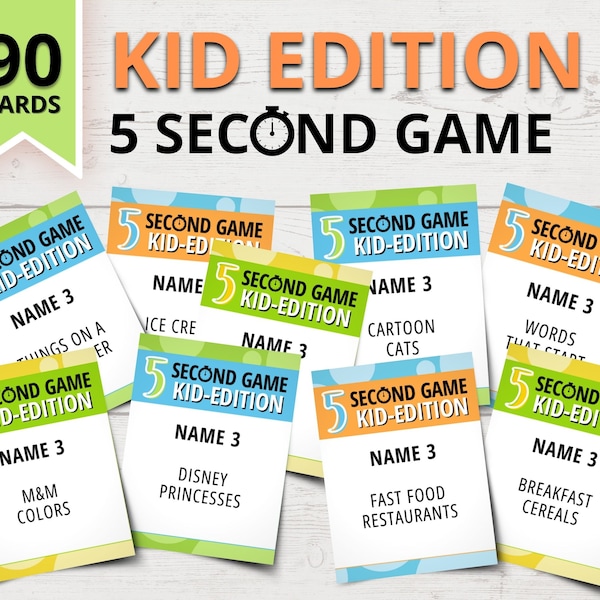 Printable 5 Second Game for Kids | Kid-Edition 5 Second Game | Birthday Party Games | Printable Games for Kids | School Classroom Games