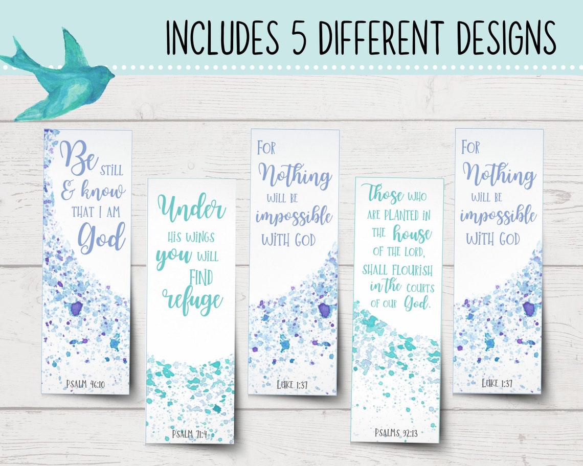 PRINTABLE Bible Verses Bookmarks Watercolor Art Scripture Bookmarks ...