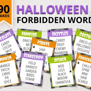 Halloween Forbidden Word Game | Halloween Taboo-Style Game | Printable Halloween Games for Kids | Family Halloween Party Games