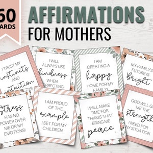 Tarjetas de afirmación cristiana para mamás / Afirmaciones positivas para madres / Afirmaciones imprimibles para mujeres / Afirmaciones diarias por la mañana