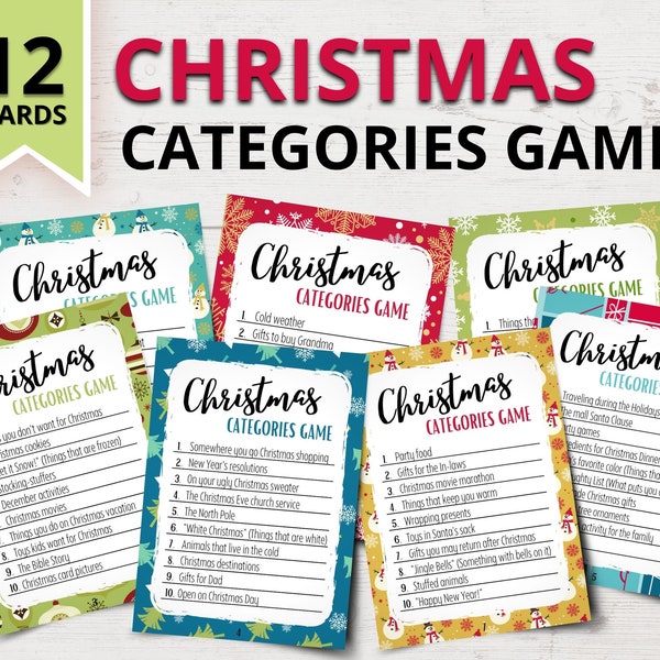 Christmas Categories Game | Christmas Scattergories-Inspired Game | Christmas Party Games | Printable Christmas Games | Christmas Word Games