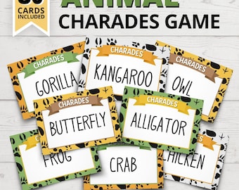 Animal Charades Game | Printable Animal Charades Cards | Charades Words for Kids | Family Charades Game | Funny Charades For Adults