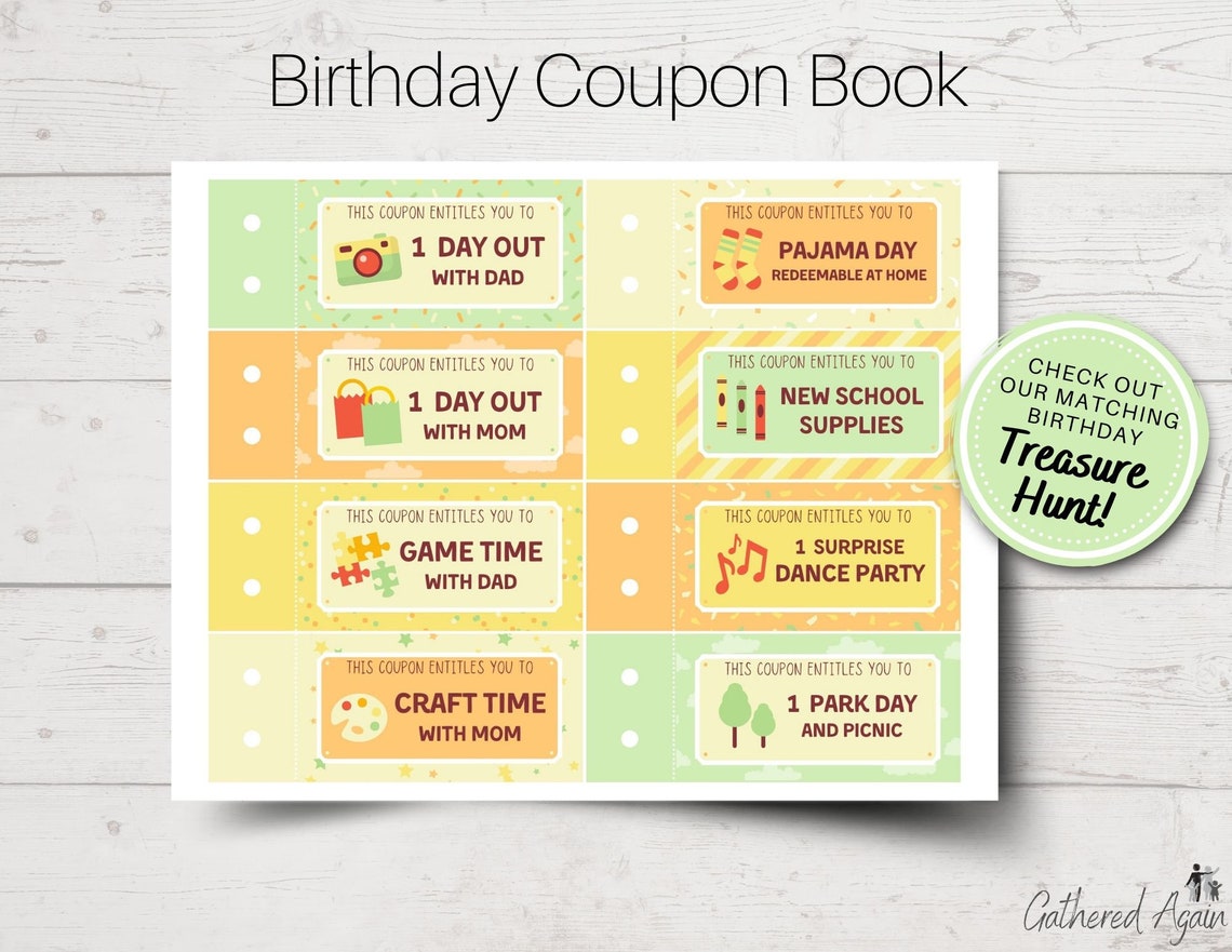 Retro Birthday Coupon Book Reward Coupons for Kids Etsy