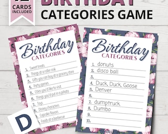Floral Birthday Categories Game | Scattergories-Inspired Birthday Party Game | Printable Birthday Games for Her | Funny Birthday Games
