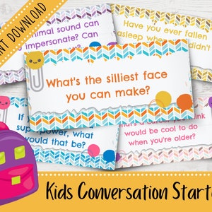 Silly Conversation Starter for Kids | First Day of School Prompts | Getting to Know You Cards for Kids | Ice Breaker for Kids | Printable