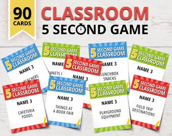 Printable 5 Second Game Classroom Edition | School 5 Second Game | 1st Day of School Games | Class Party Games | Elementary School Games