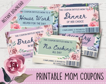 Printable Mom Coupons - Rose Garden | Printable Coupon Book for Mom | Printable Gifts for Mom | Mother's Day | Mom Birthday Gifts