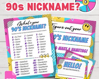 What's My 90s Nickname? | 90s Name Game | 90s Party Games | 90s Birthday Games | Funny 90s Games for Adults | 90s Theme Party Games