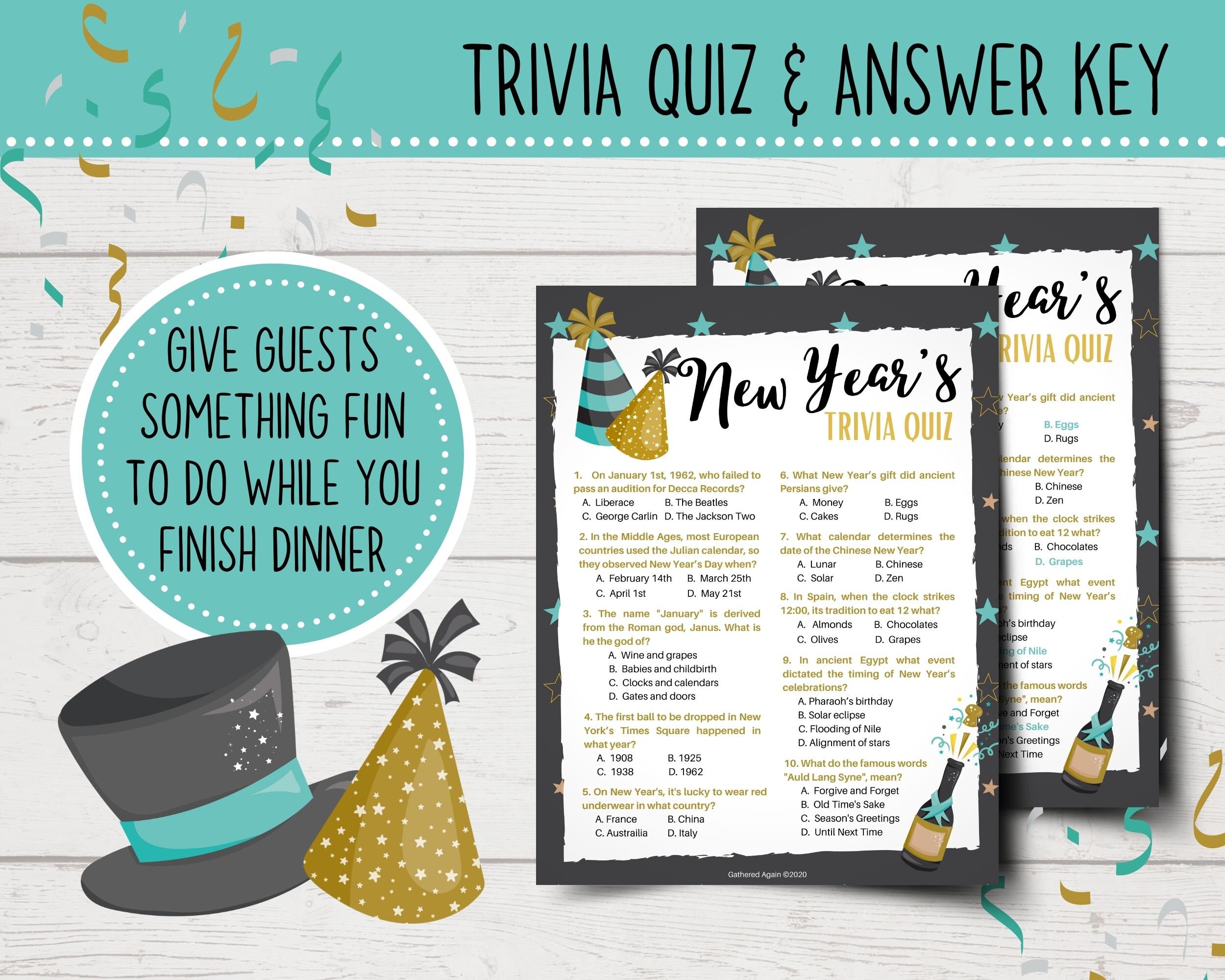 New Year's Trivia Quiz | New Year's Eve Trivia Questions | New Year's ...