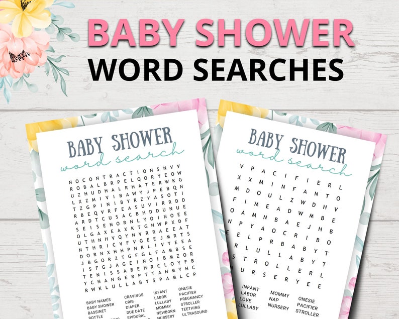 Baby Shower Word Search Bundle | Printable Baby Shower Word Searches ...